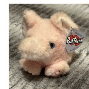 Vintage Puffkins Pink Pig Plush Swibco 1994